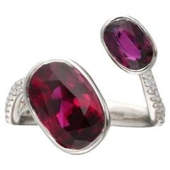 GRS Certified 4.57 Cts Platinum, Ruby and Diamond Toi Et Moi Ring 