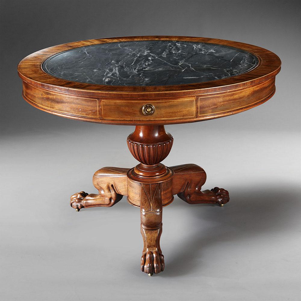 Gueridon Table with Inset Marble Top In Good Condition For Sale In London, GB