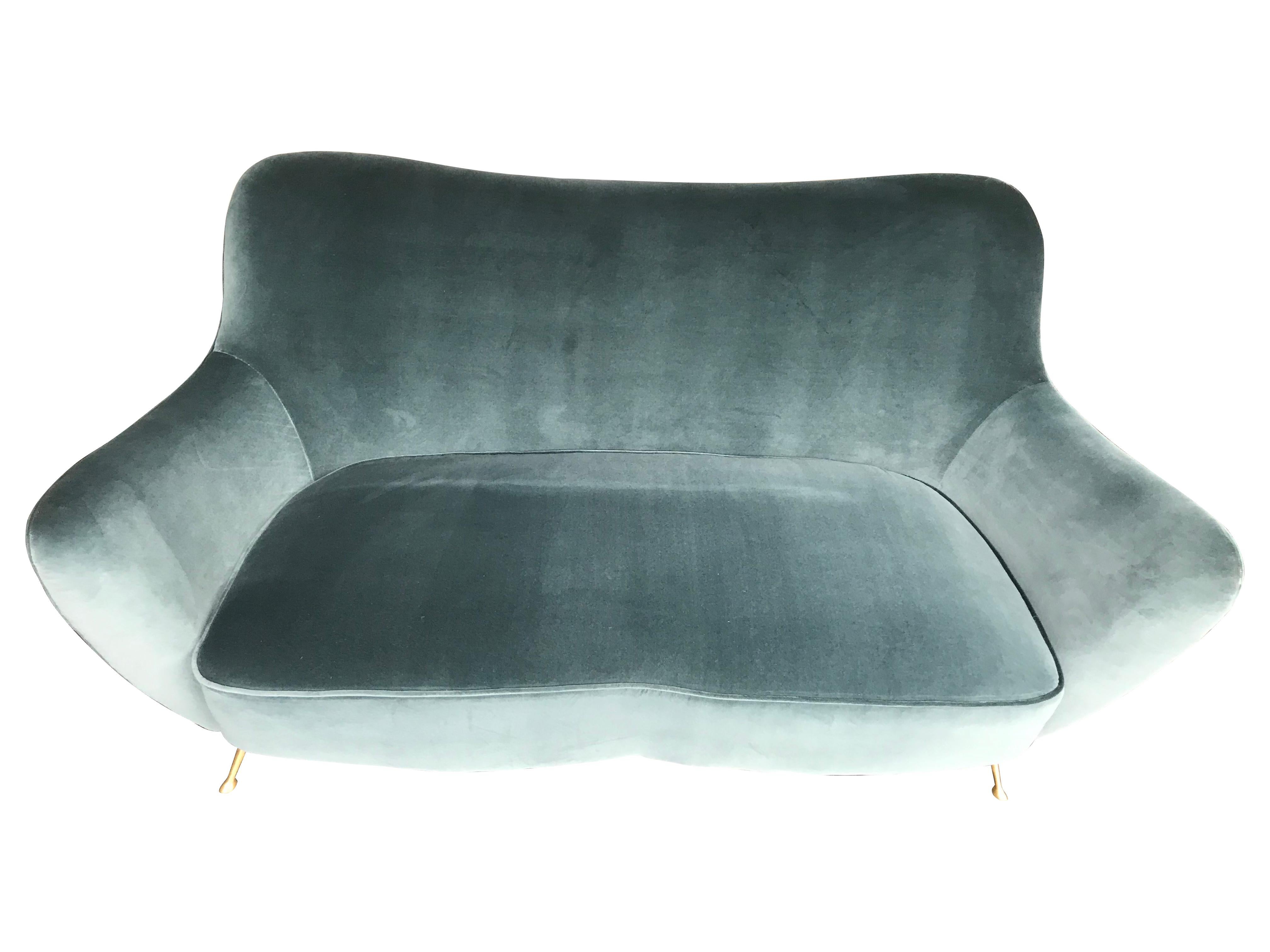 Mid-20th Century Guglielmo Veronesi Two Seater Sofa, Newly Upholstered Designers Guild Fabric
