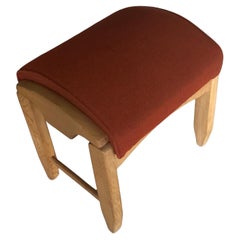 A Guillerme et Chambron oak and fabric stool