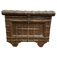 A Gujarati Timber and Pressed Tin Dowry Box, Early 20th Century