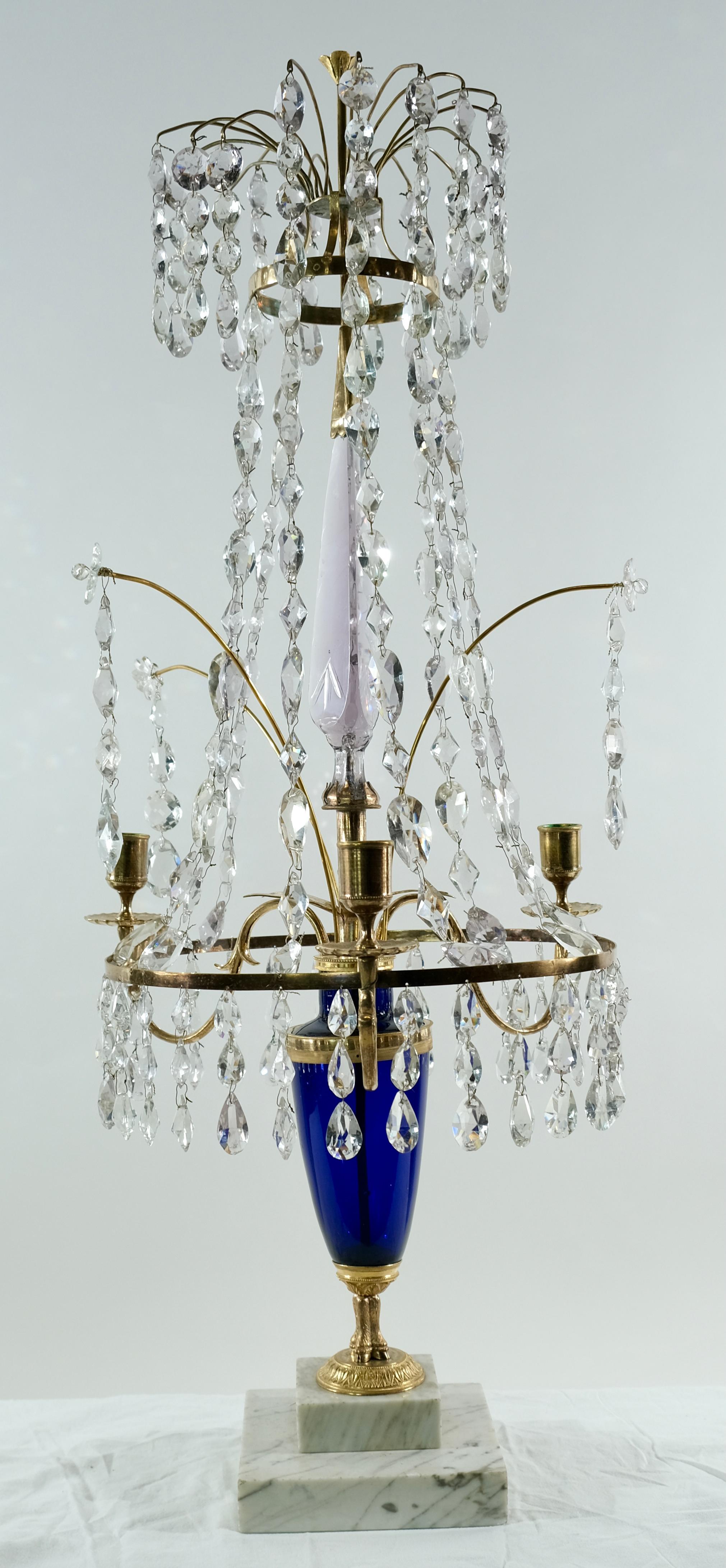 Swedish Gustavian Crystal Candelabrum Made ca 1790 For Sale