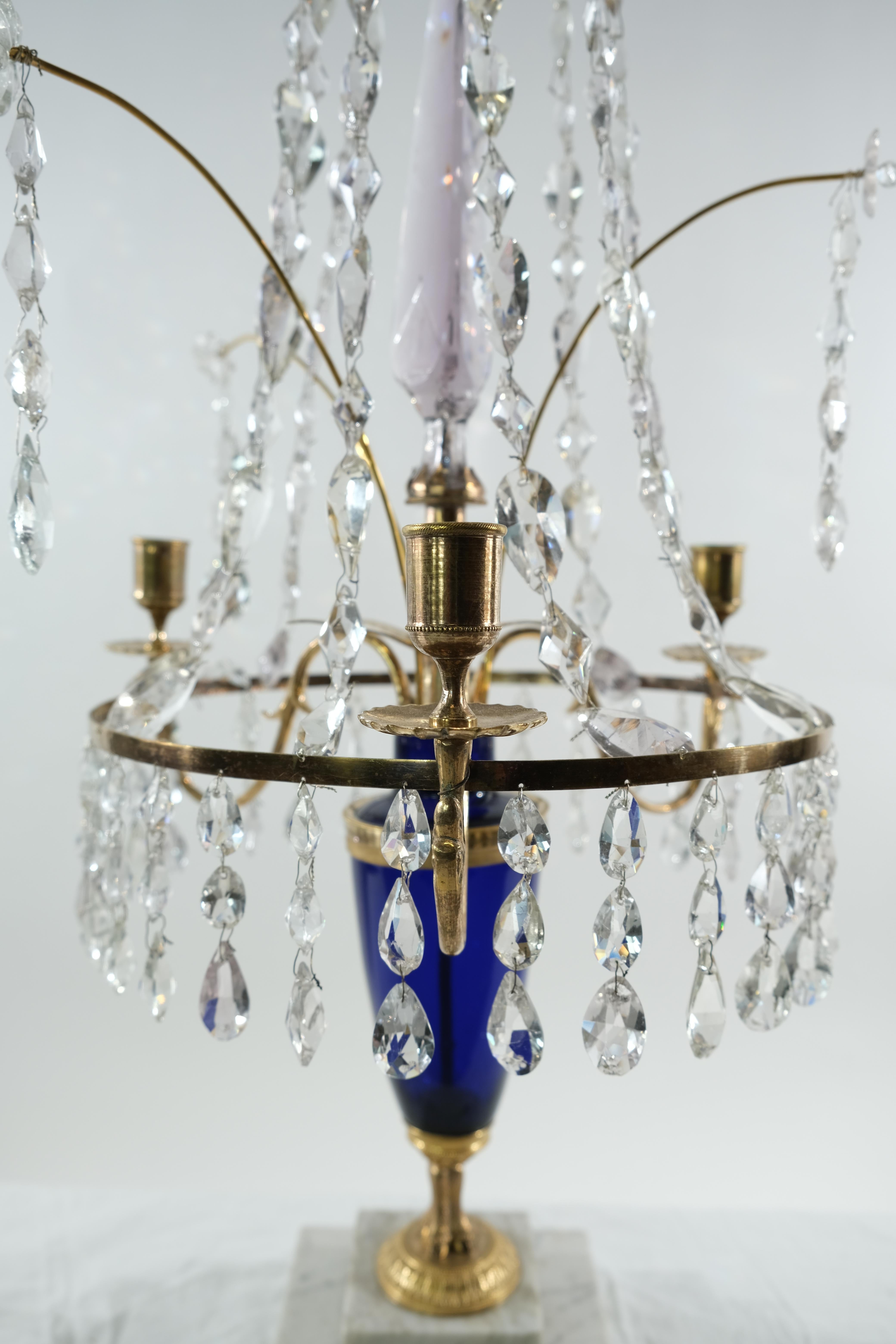 Gustavian Crystal Candelabrum Made ca 1790 In Good Condition For Sale In Stockholm, SE