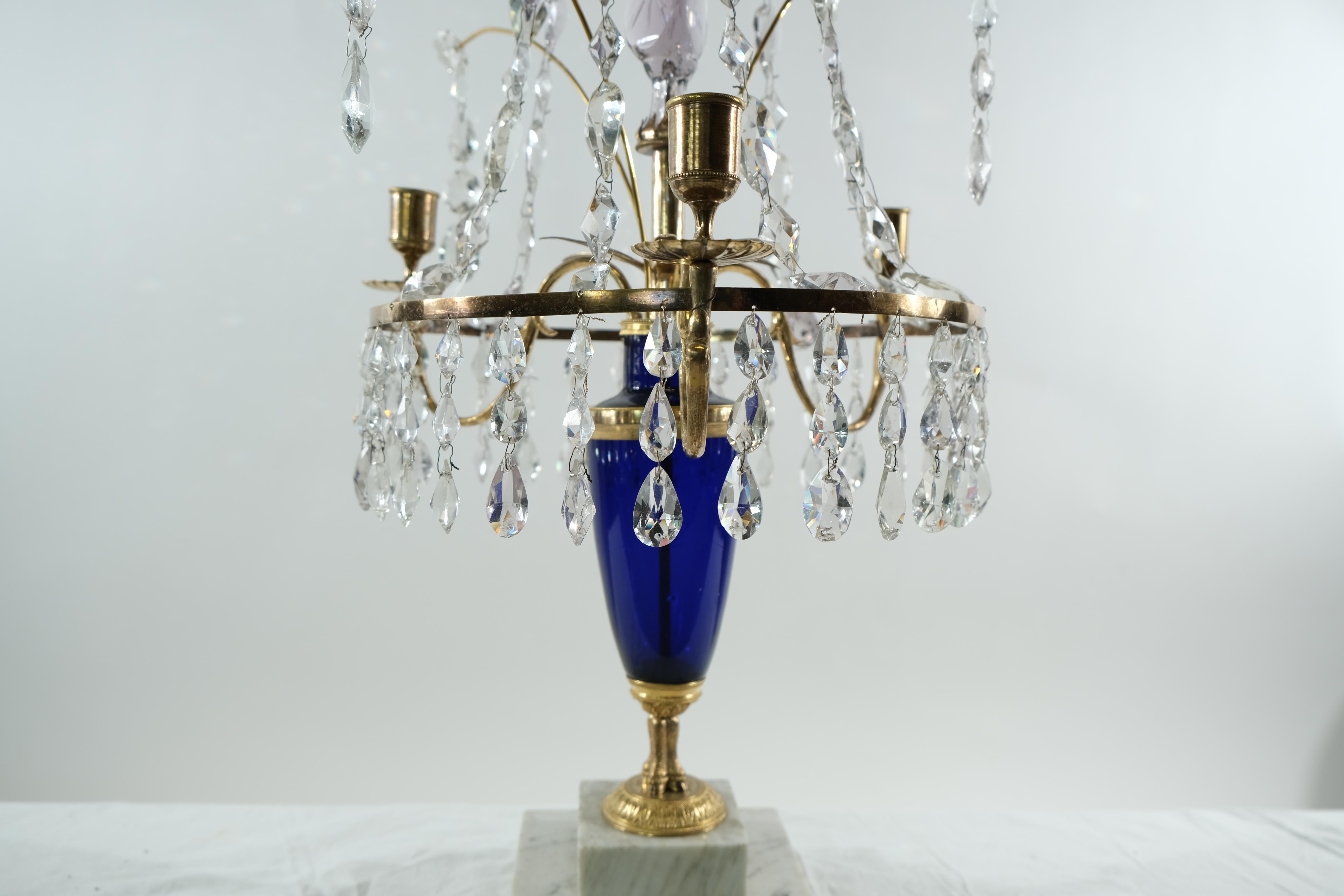 18th Century Gustavian Crystal Candelabrum Made ca 1790 For Sale