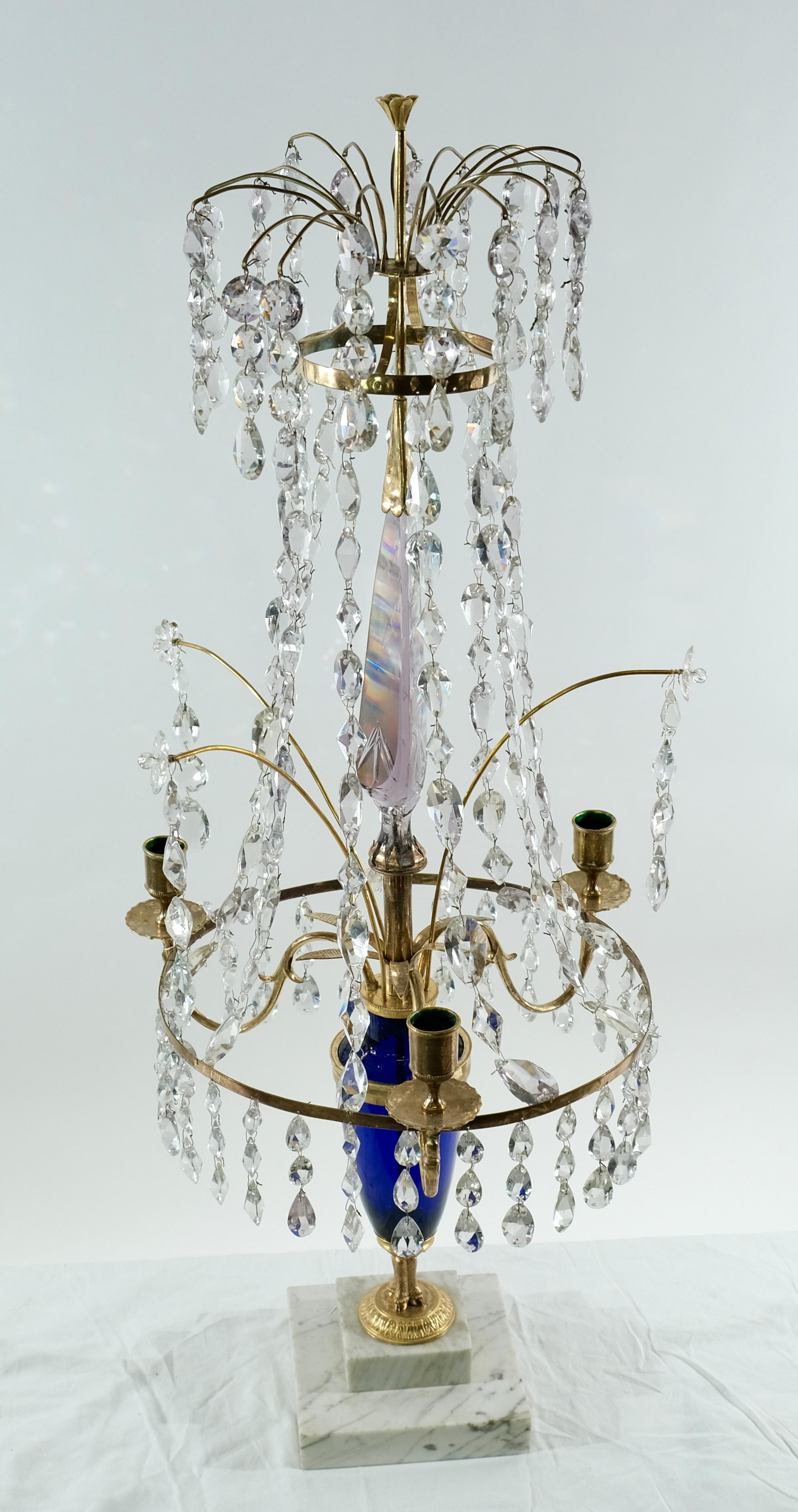 Gustavian Crystal Candelabrum Made ca 1790 For Sale 3