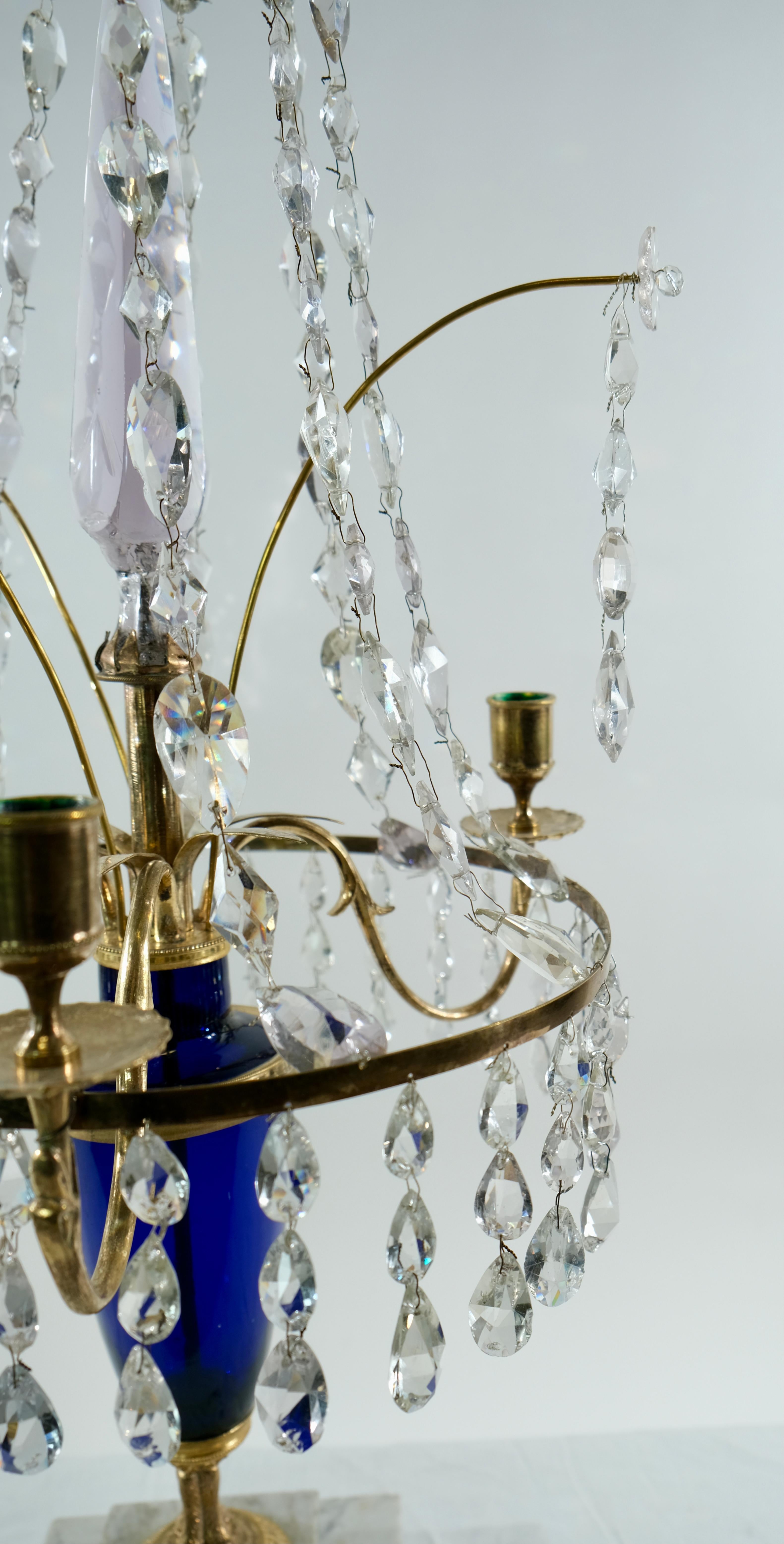Gustavian Crystal Candelabrum Made ca 1790 For Sale 4