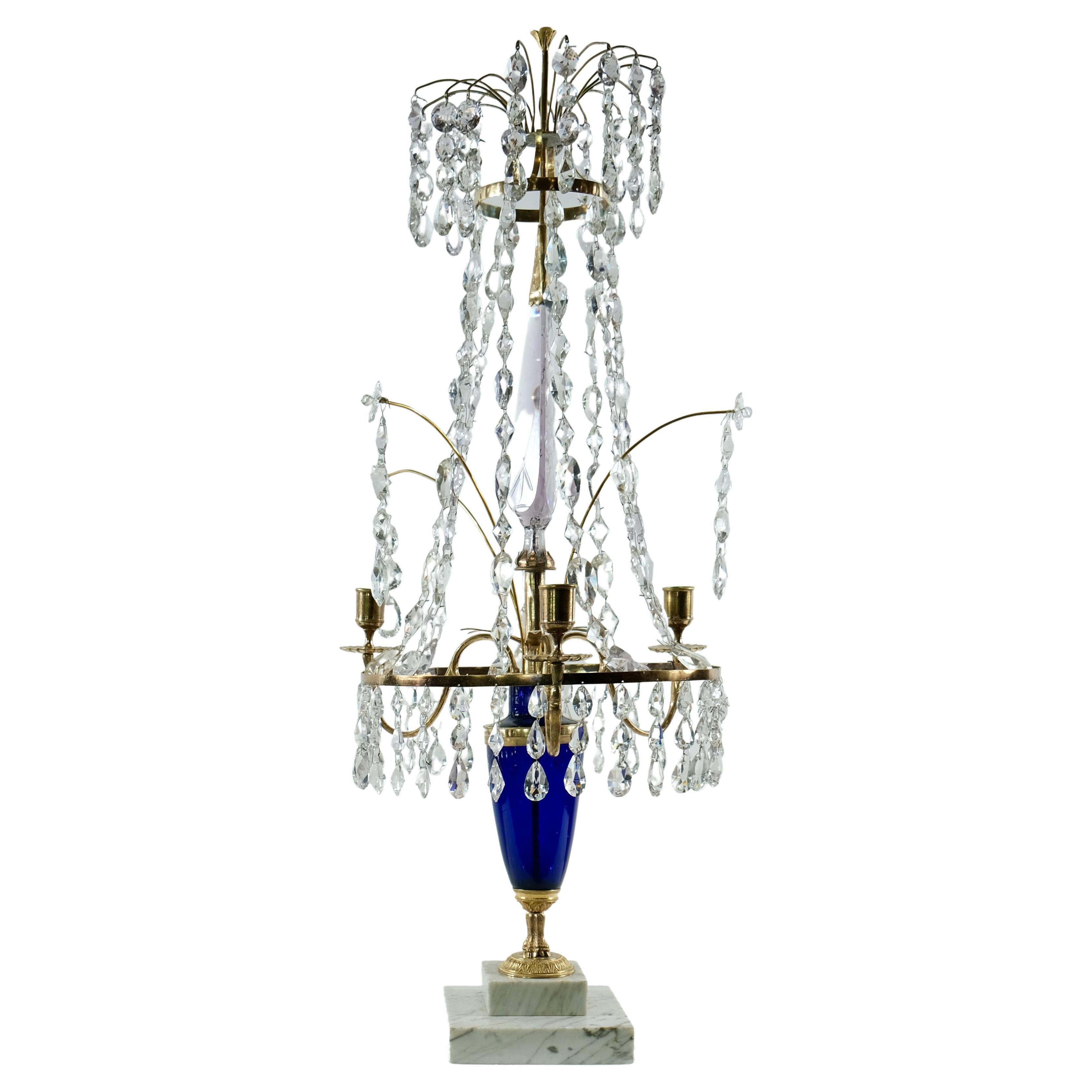Gustavian Crystal Candelabrum Made ca 1790 For Sale