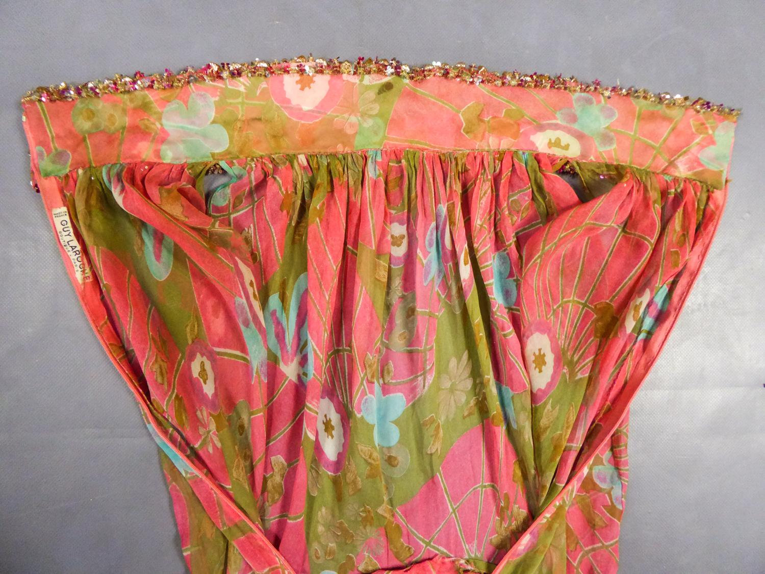 Pink A Guy Laroche Set in Printed Silk Crepe - French Circa 1965 For Sale