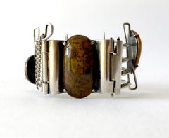 A + H Mackie Bracciale Modernista Americano in argento Sterling con pietre naturali