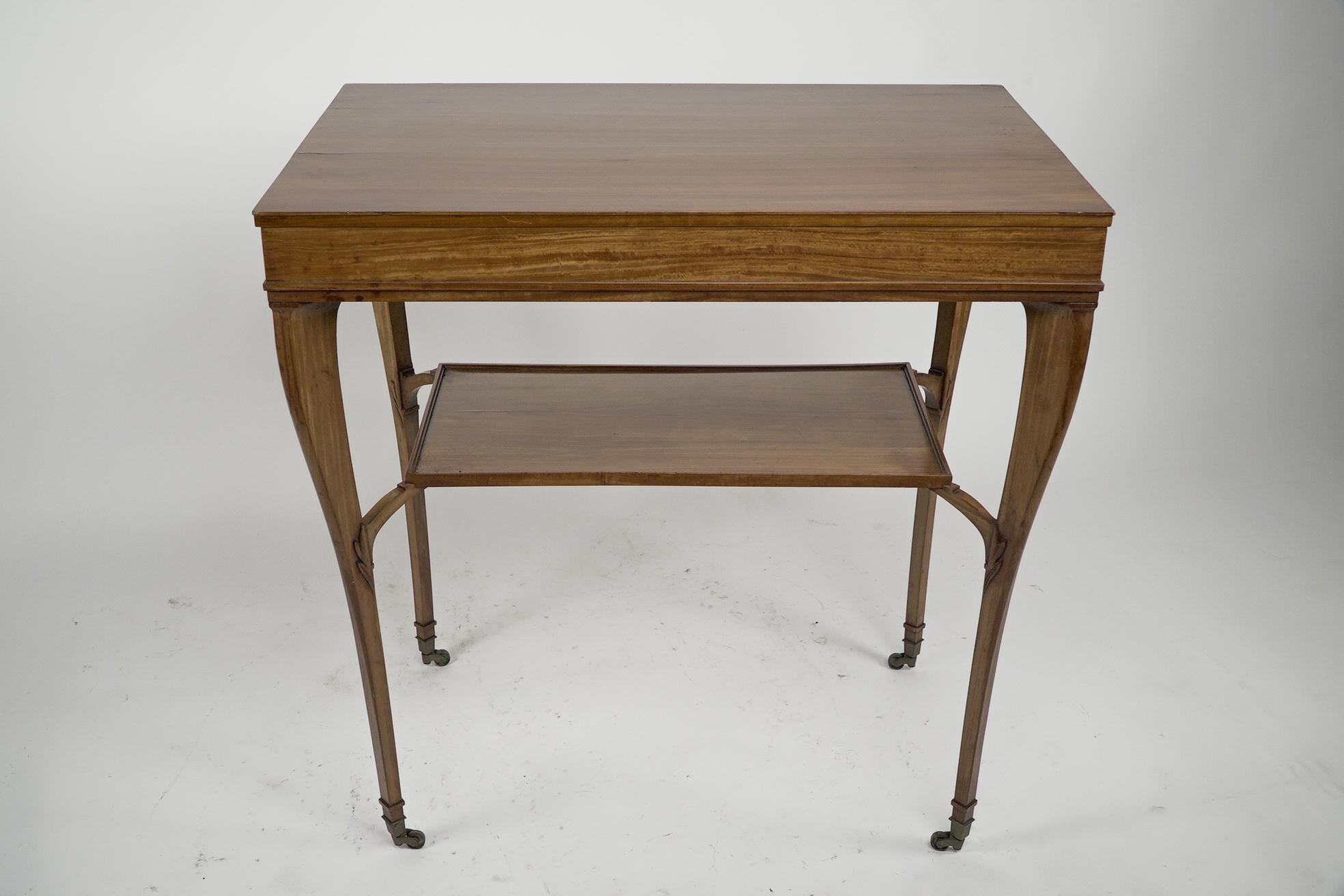 Arthur Heygate Mackmurdo (1851-1942). Made by E. Goodall and Company. A rare early Art Nouveau Satinwood side table made for Pownall Hall, Cheshire.
Mackmurdo''s influence in Europe is recognised as having produced the earliest examples of Art
