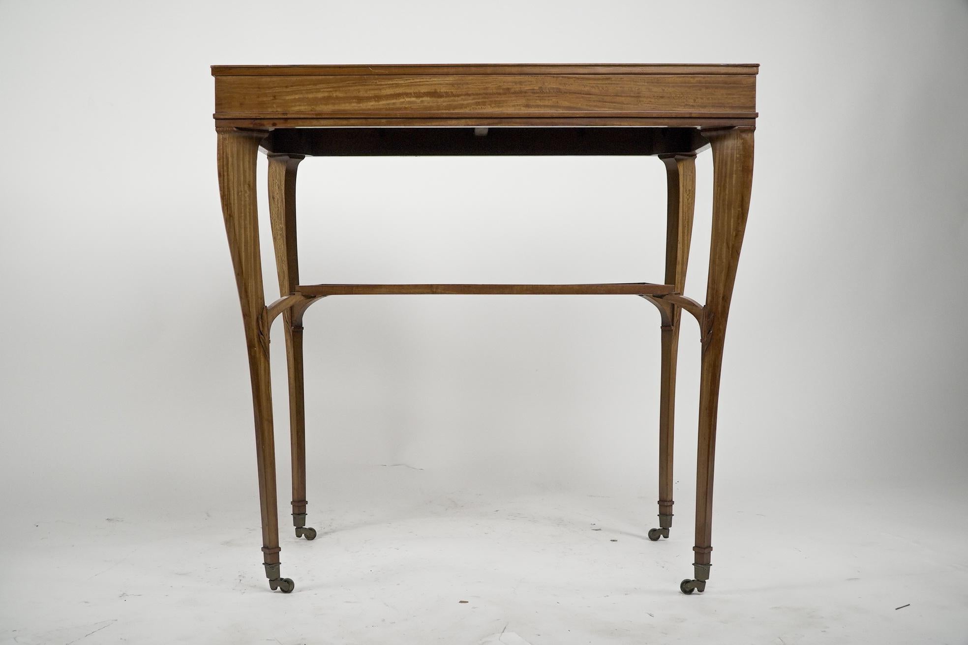English A H Mackmurdo for E Goodall. A rare early Art Nouveau Satinwood side table For Sale