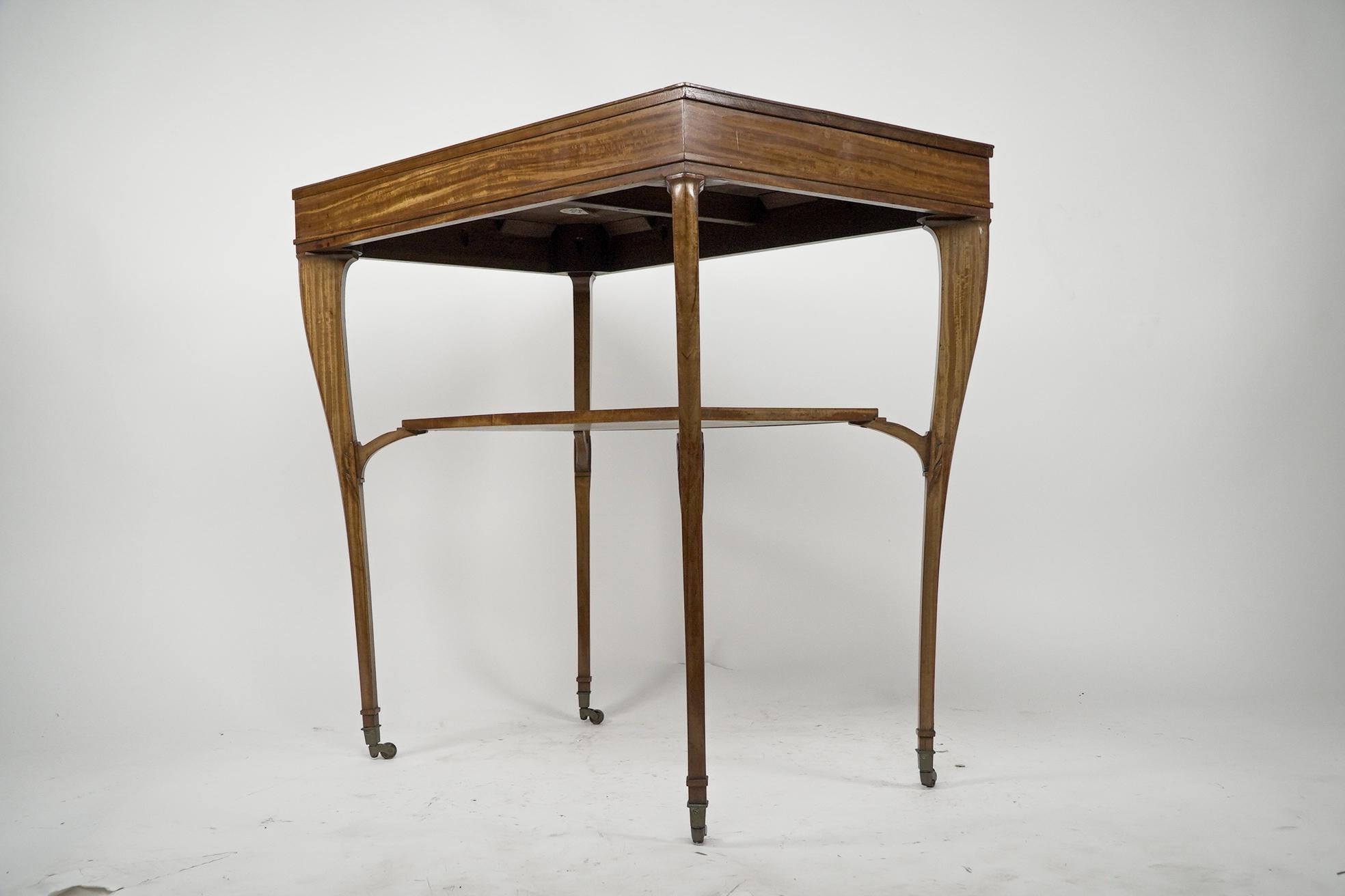 A H Mackmurdo for E Goodall. A rare early Art Nouveau Satinwood side table In Good Condition For Sale In London, GB