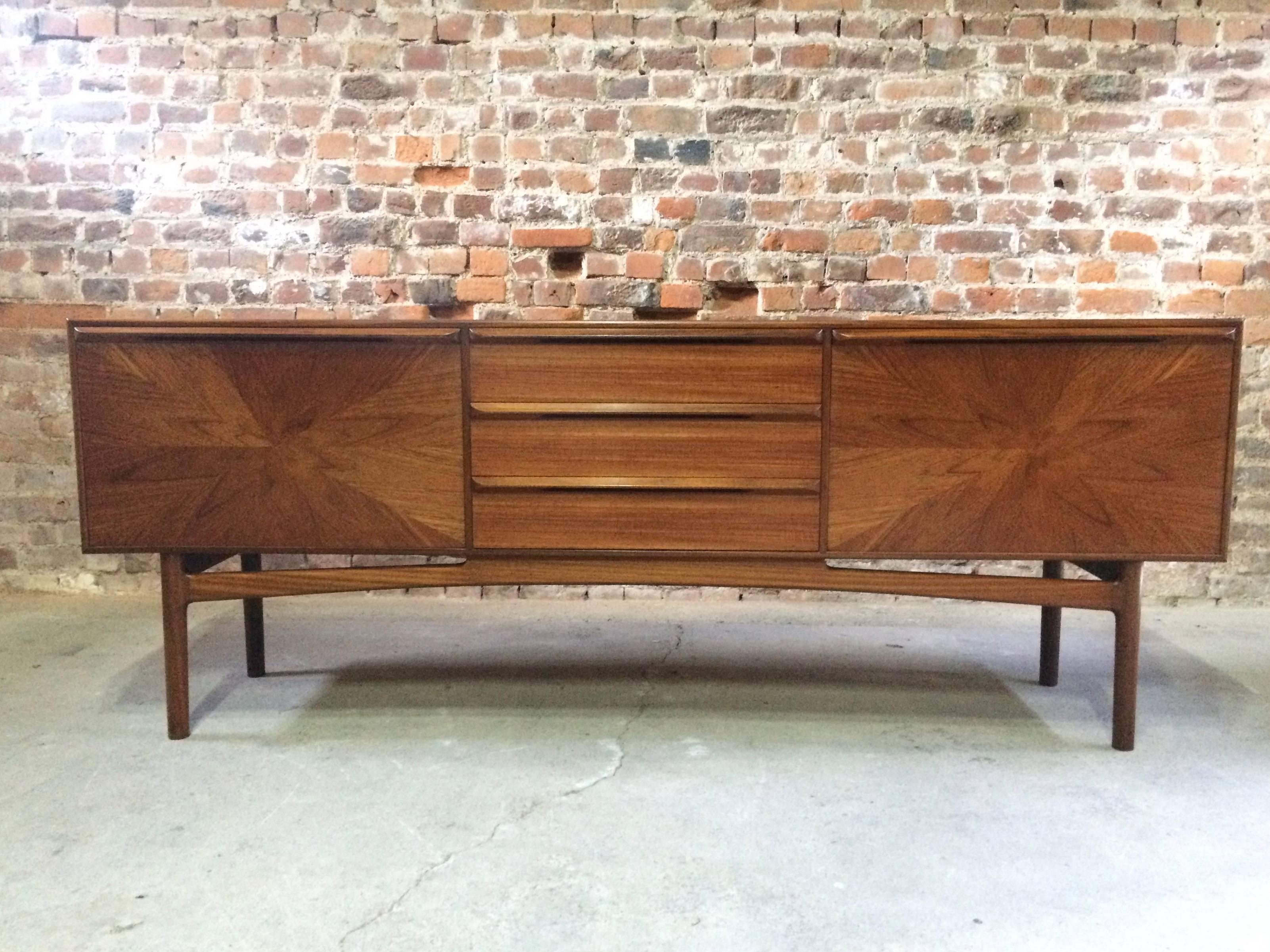 Mid-20th Century A H McIntosh Sunburst Sideboard Credenza Solid Teak Midcentury 1960s Very Rare