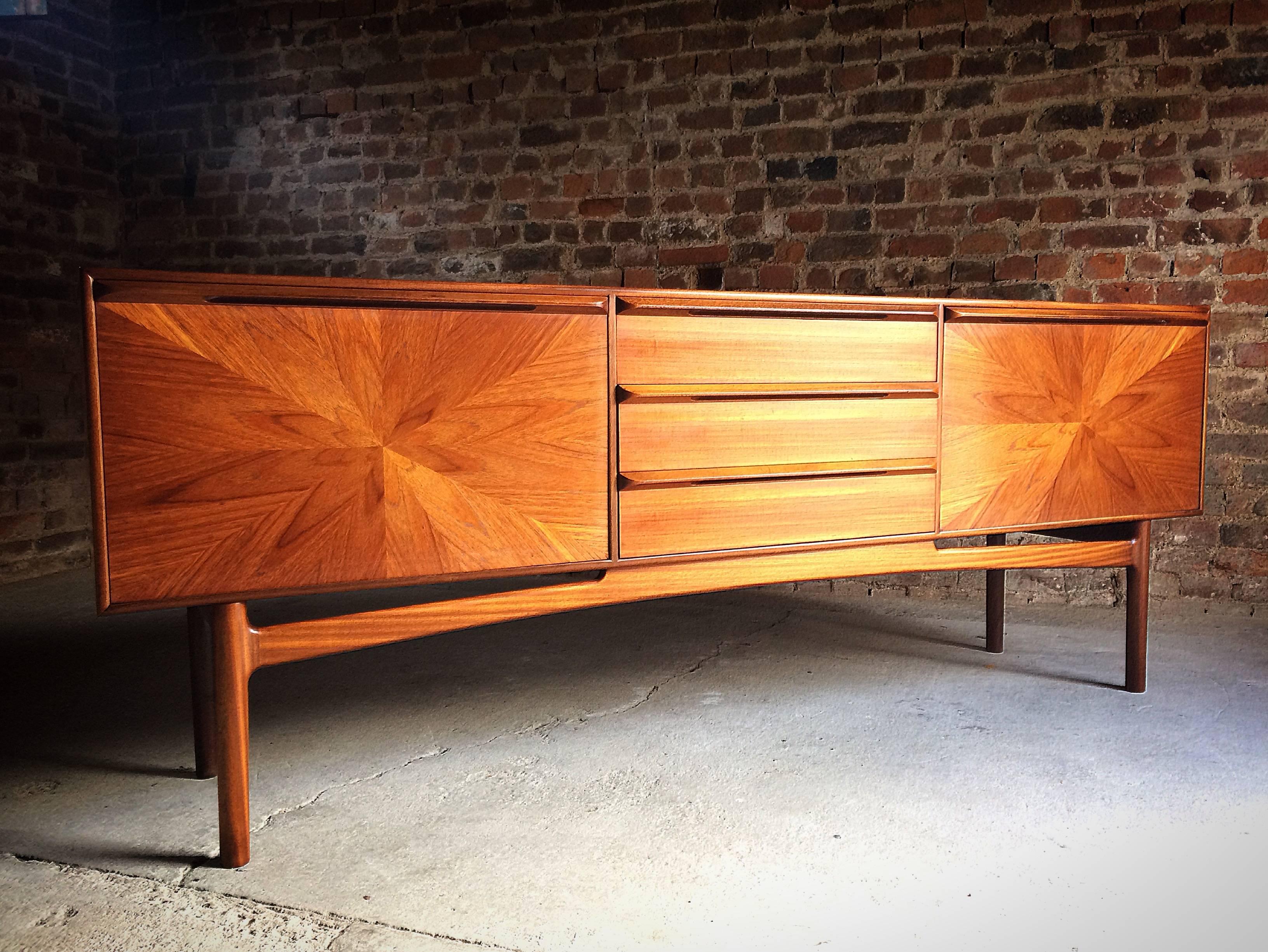 A H McIntosh Sunburst Sideboard Credenza Solid Teak Midcentury 1960s Very Rare 1