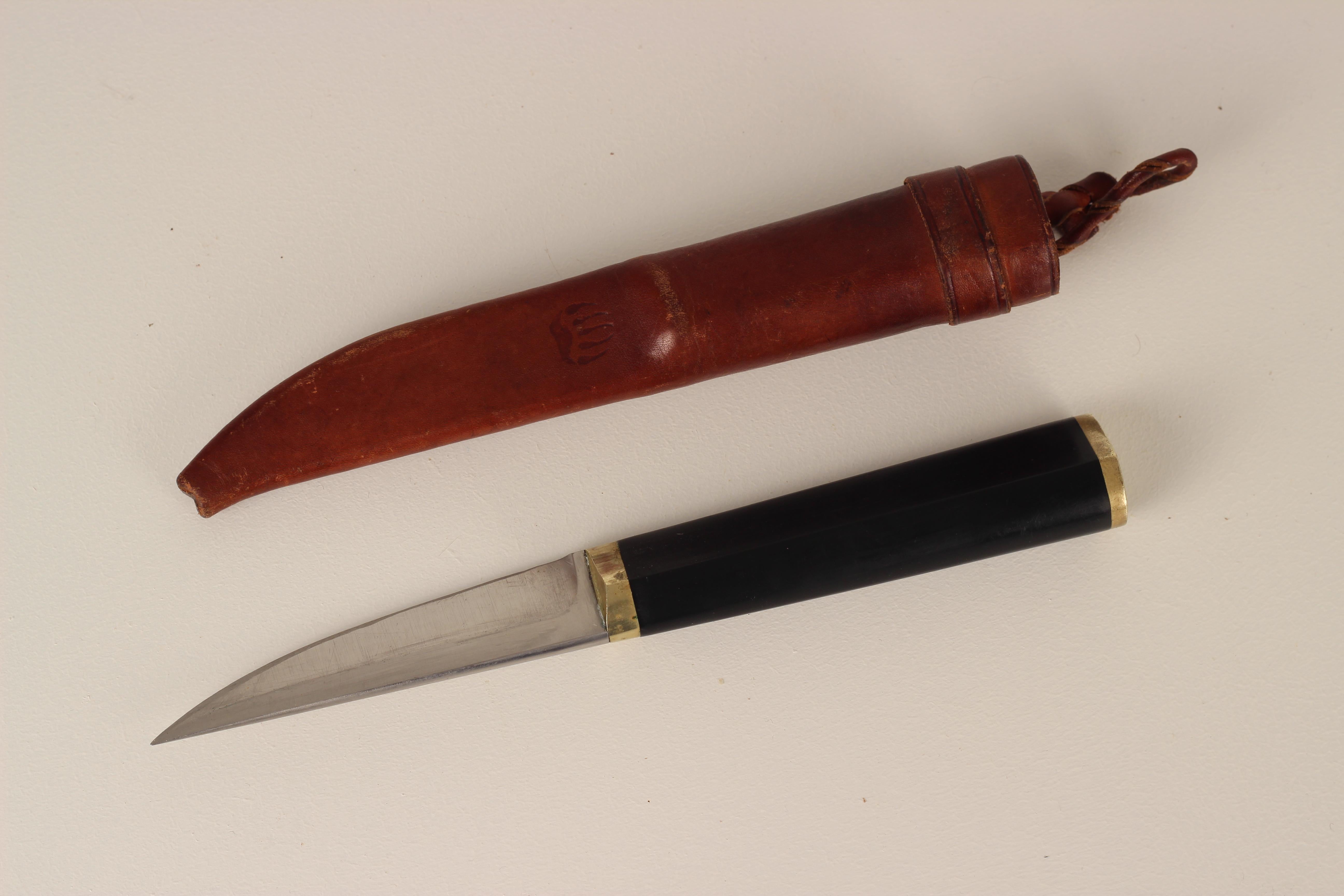 Mid-20th Century Hackman Finland Tapio Wirkkala Stainless Steel Puukko Knife in Leather Sheath