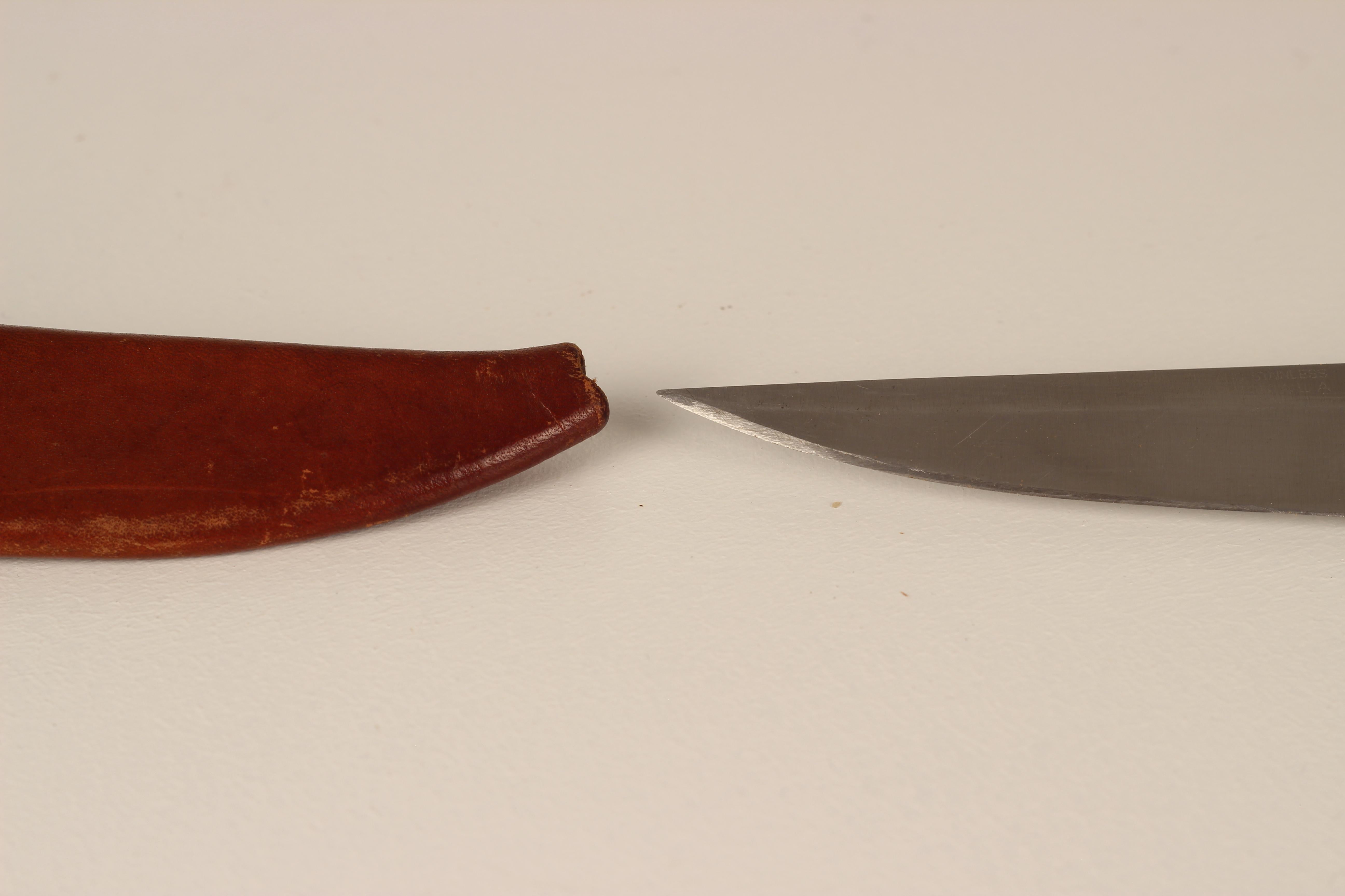 Nylon Hackman Finland Tapio Wirkkala Stainless Steel Puukko Knife in Leather Sheath