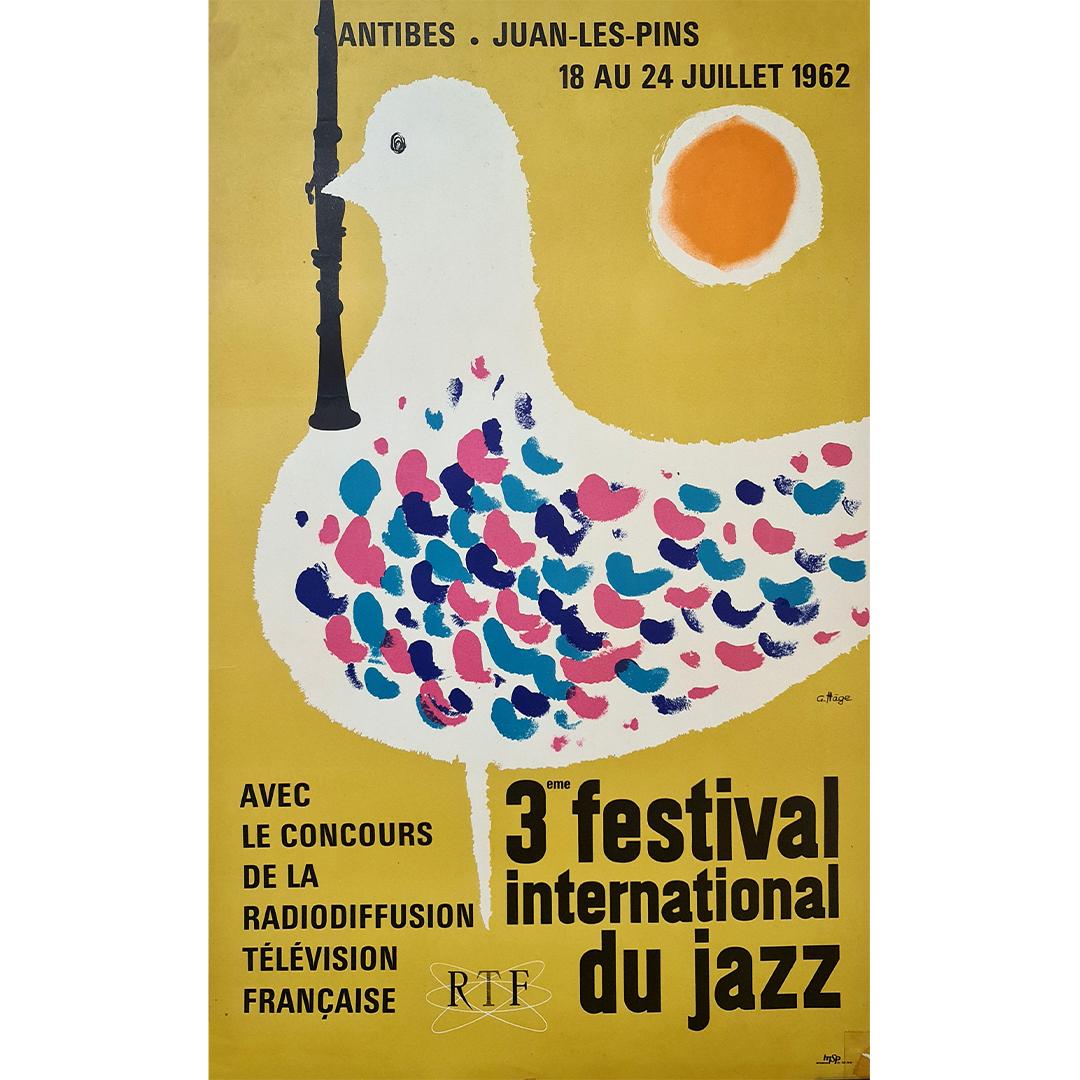 1962 Original poster 3rd international jazz festival - Antibes and Juan-les-pins - Print by A. Hage