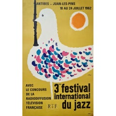 1962 Original poster 3rd international jazz festival - Antibes and Juan-les-pins