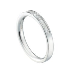 Half Eternity Diamond Ring, 0.33ct Baguette Diamonds, 18k White Gold