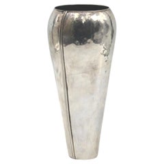 Vintage A Hammered Sterling Silver and Enamel Vase by Karen Pierce