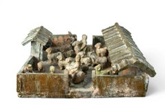 A Han Dynasty Glazed Terracotta Sheep's Pen Model