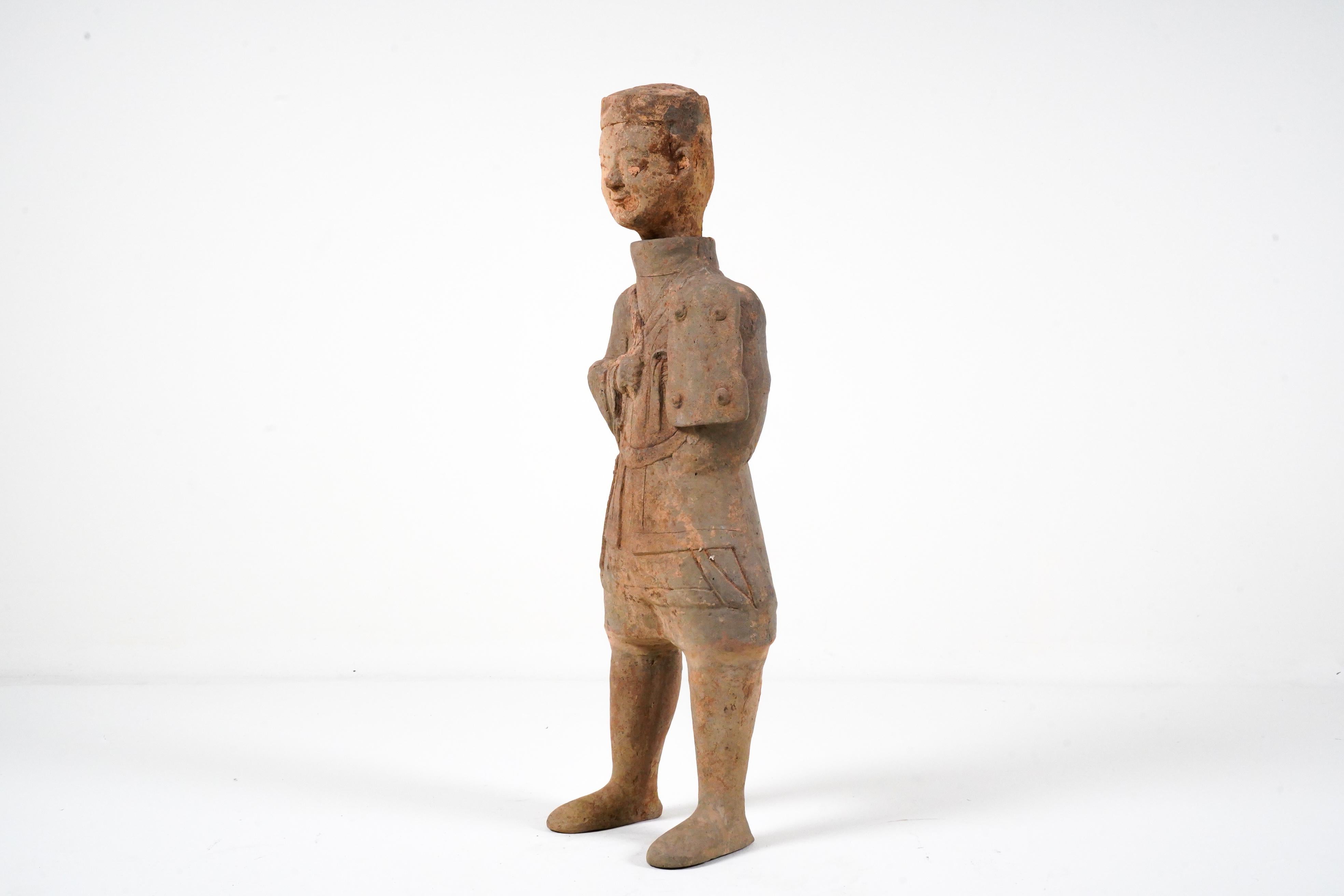 A Han Dynasty Terracotta Figure In Fair Condition For Sale In Chicago, IL