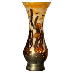 A hand-blown vase with sea motif after Émile Gallé, 20th century