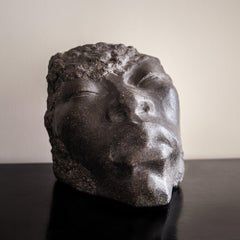 Handgeschnitzter afrikanischer Kopf des Bildhauers Arthur Dupagne, Belgien, erste Hälfte des 20. Jahrhunderts