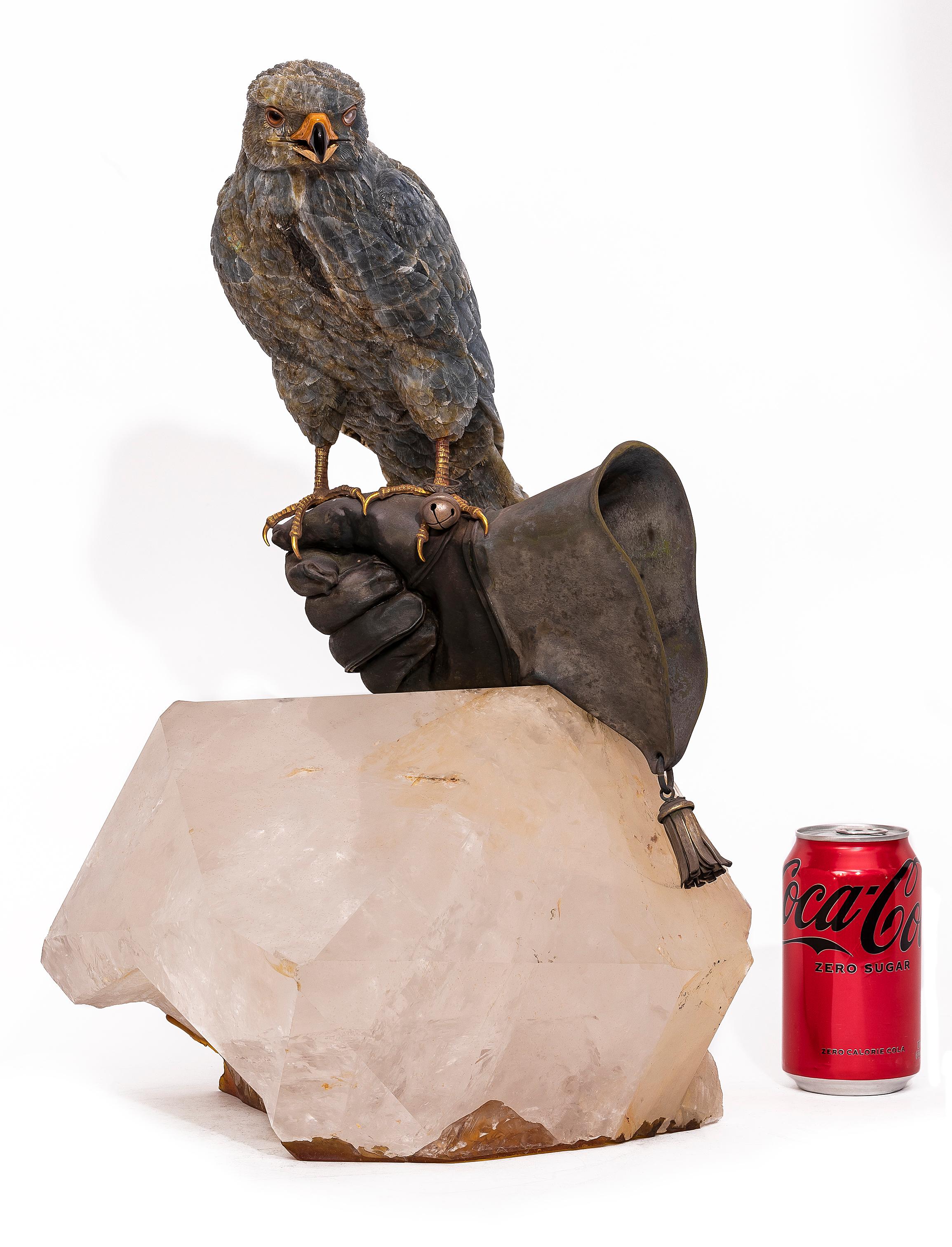 Autre Falcon en labradorite semi-précieuse, sculpté et poli à la main, par Zadora en vente