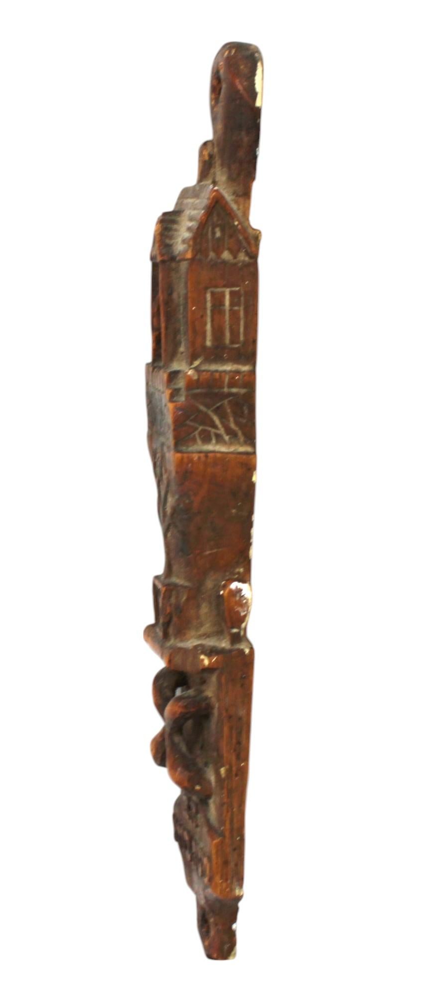 Hand-Carved A Hand Carved Wooden Mezuzah Case, Poland-Ukraine Circa 1820 For Sale