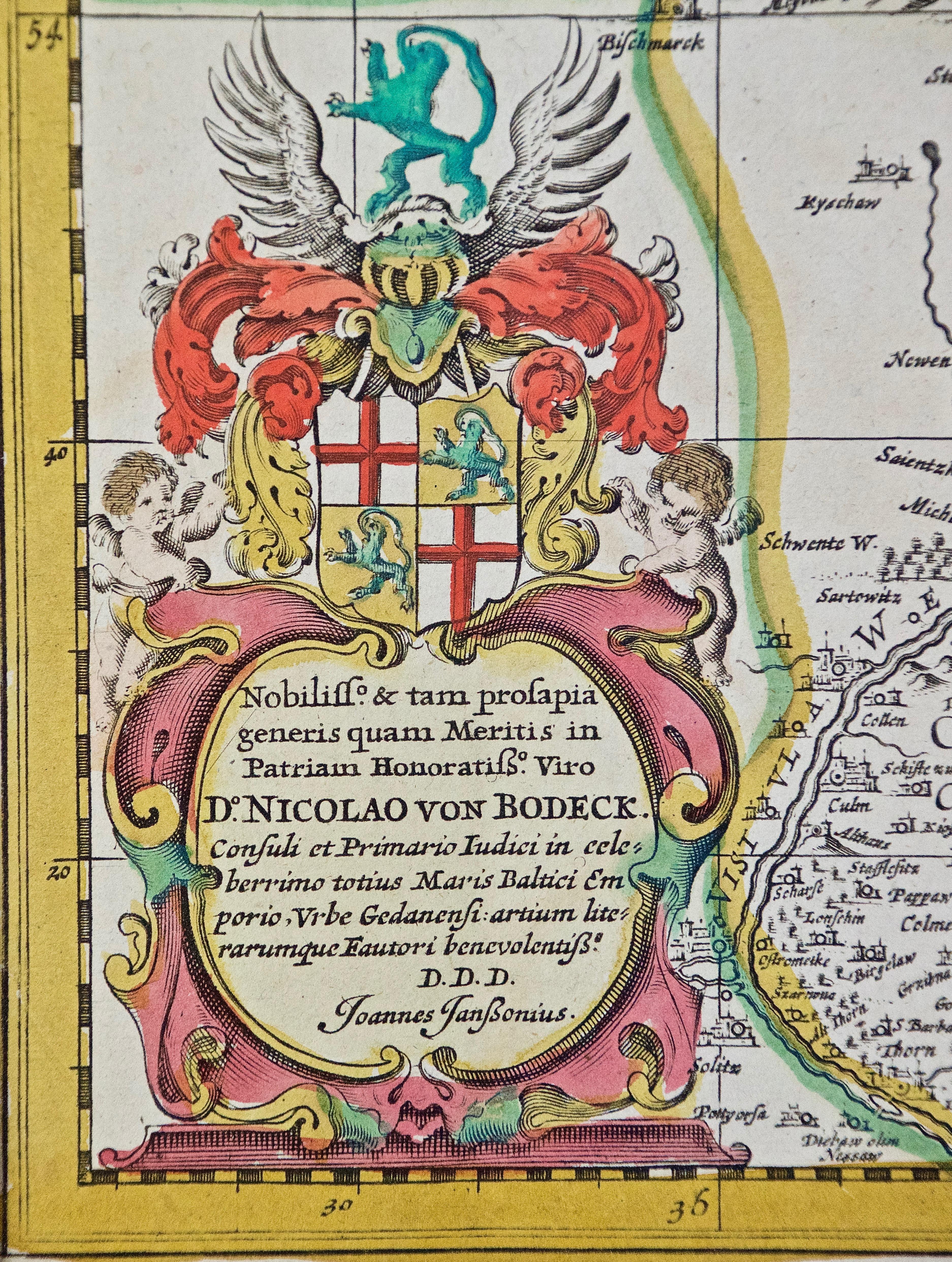 Prussia, Polen, N. Deutschland, usw.: Eine handkolorierte Karte aus dem 17. Jahrhundert von Janssonius (Graviert) im Angebot
