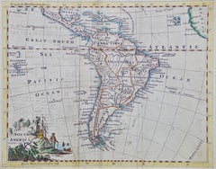 América del Sur: Mapa enmarcado coloreado a mano del siglo XVIII por Thomas Jefferys