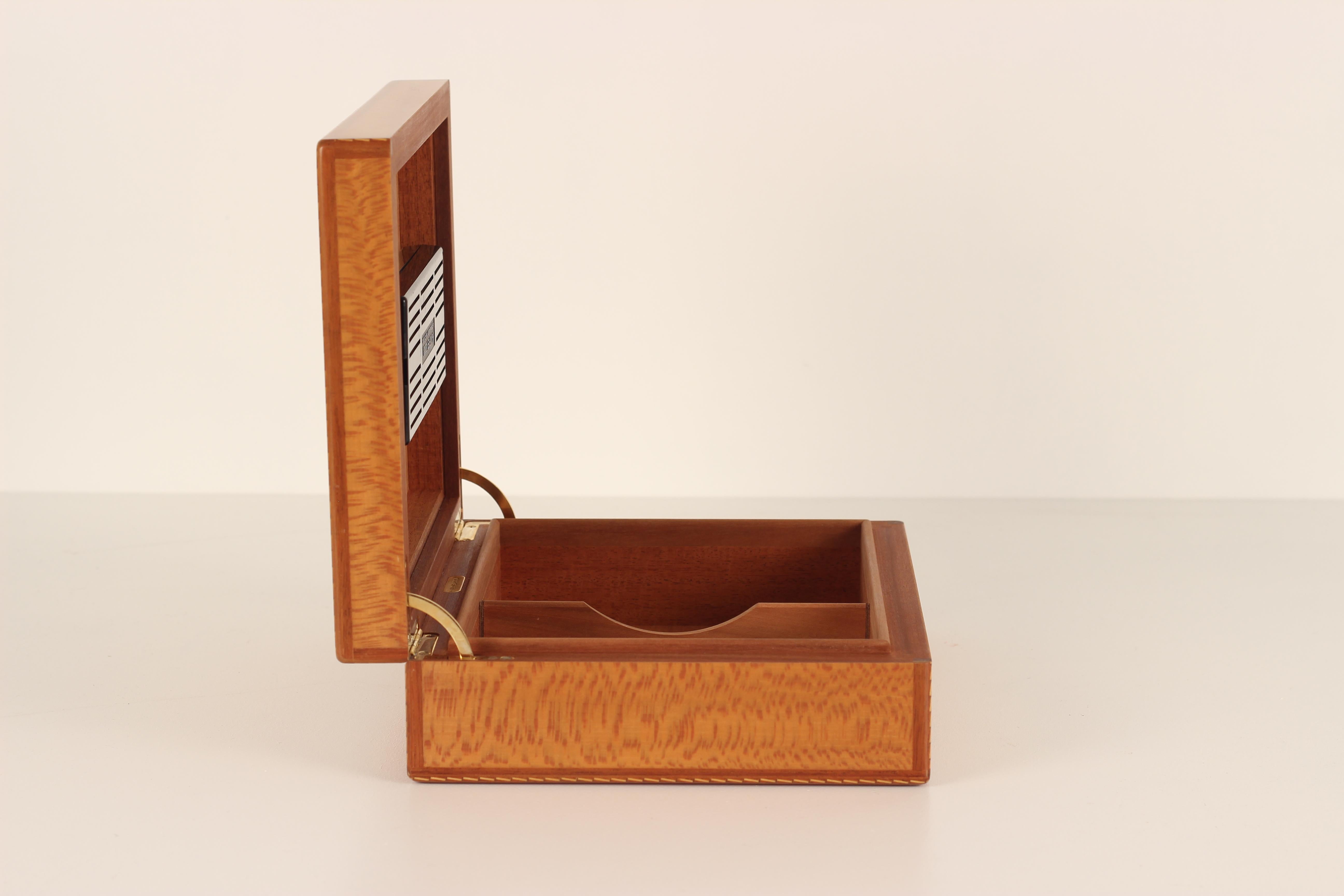Modern Hermès Humidor for Cigars Made 1980’s Hand Crafted Veneered and Marquetry