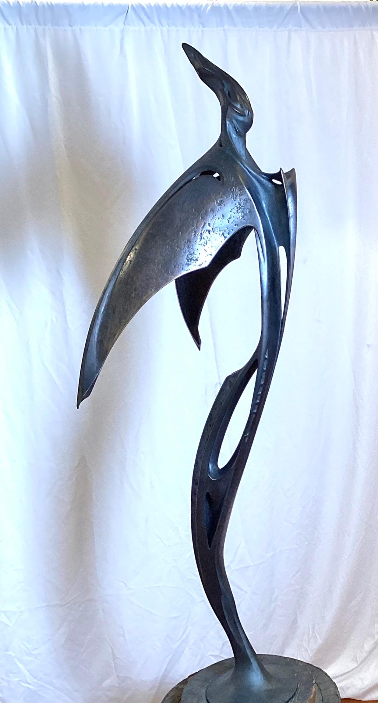 A Hand Forged Bronze Sculpture Titled Ascension by Lawrence Welker IV In Excellent Condition For Sale In Lambertville, NJ