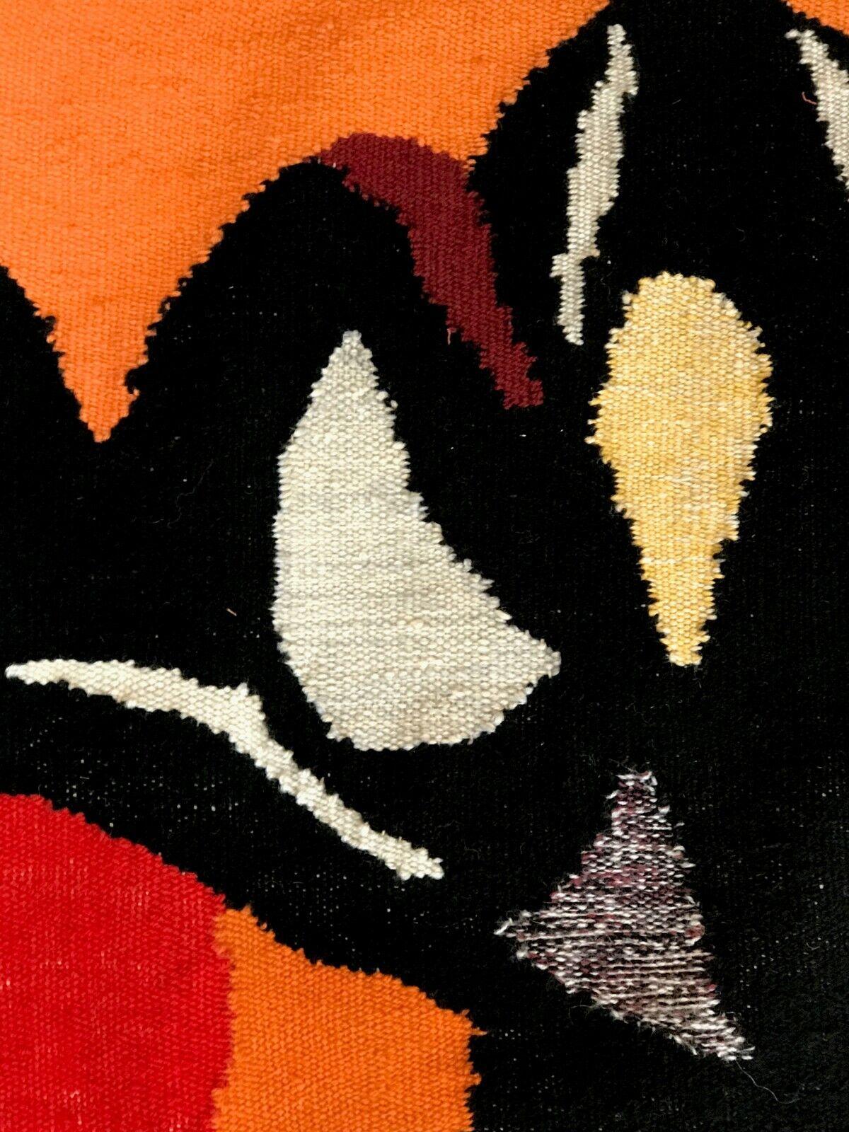 A MID-CENTURY-MODERN Handmade & Signed ABSTRACT TAPESTRY, AUBUSSON, France 1950 In Good Condition For Sale In PARIS, FR