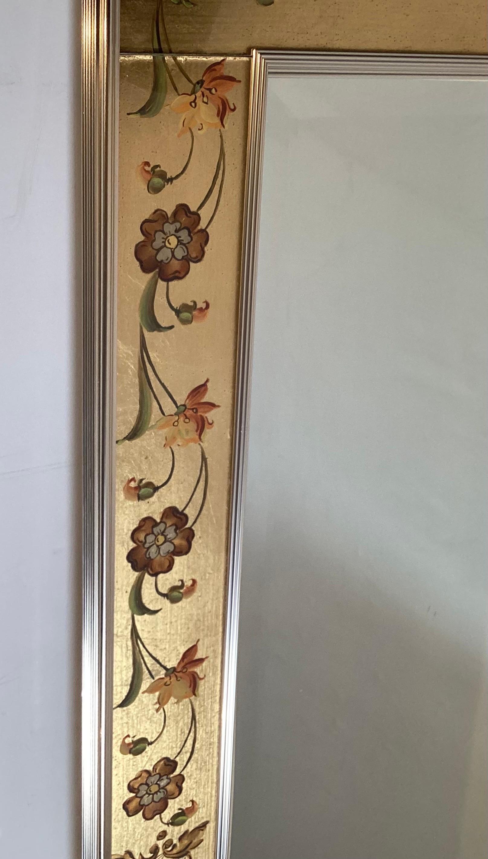 American A Hand Painted Eglomise Wall Mirror by Labarge  For Sale