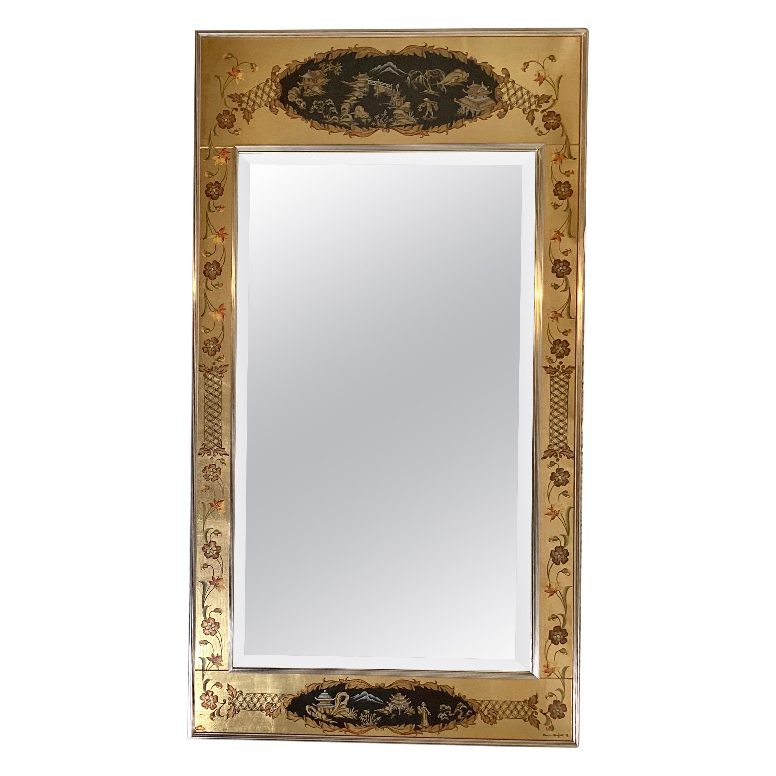 A Hand Painted Eglomise Wall Mirror by Labarge