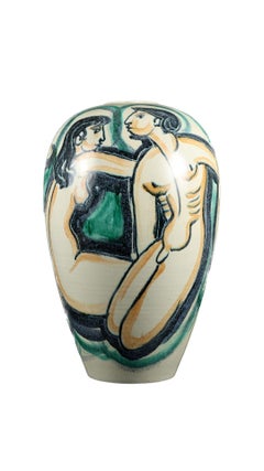 Vase de sol suédois peint à la main par Höganäs