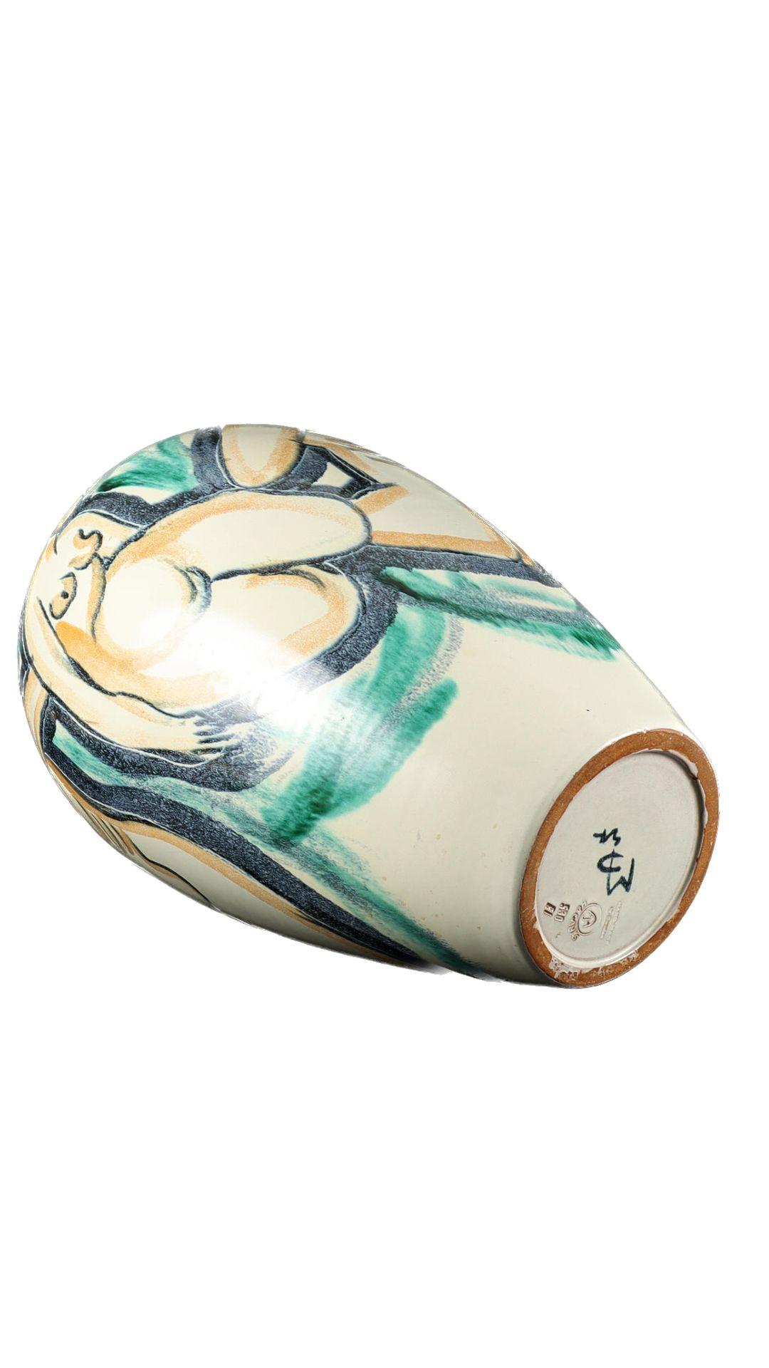 Earthenware A Hand-Painted Swedish Floor Vase by Höganäs For Sale