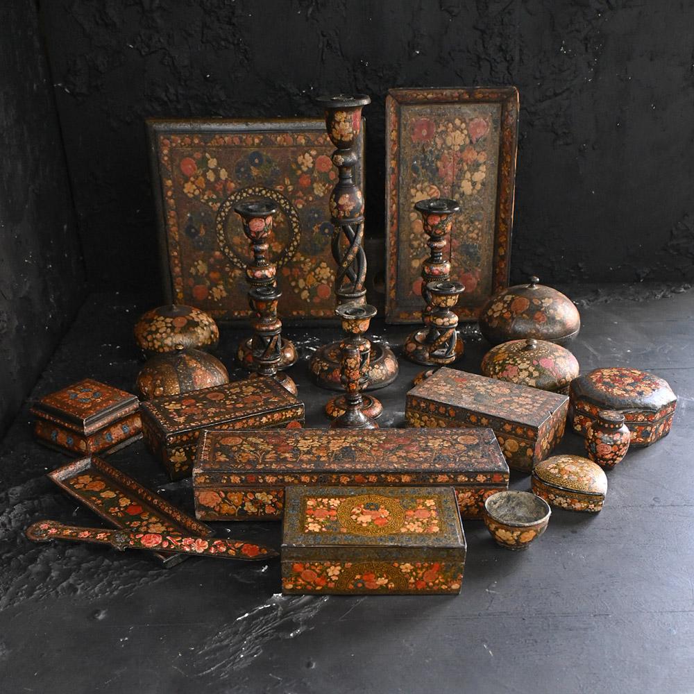 A handpicked Collection of Late 19th Century Papier Mache Kashmiri Collection   

We share what we love, and we love this handpicked collection of late 19th to early 20th century papier Mache Kashmiri assorted decorative objects. These items are