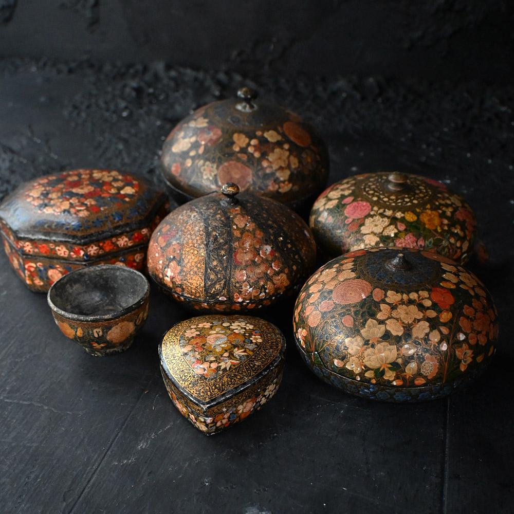Wood A handpicked Collection of Late 19th Century Papier Mache Kashmiri Objects