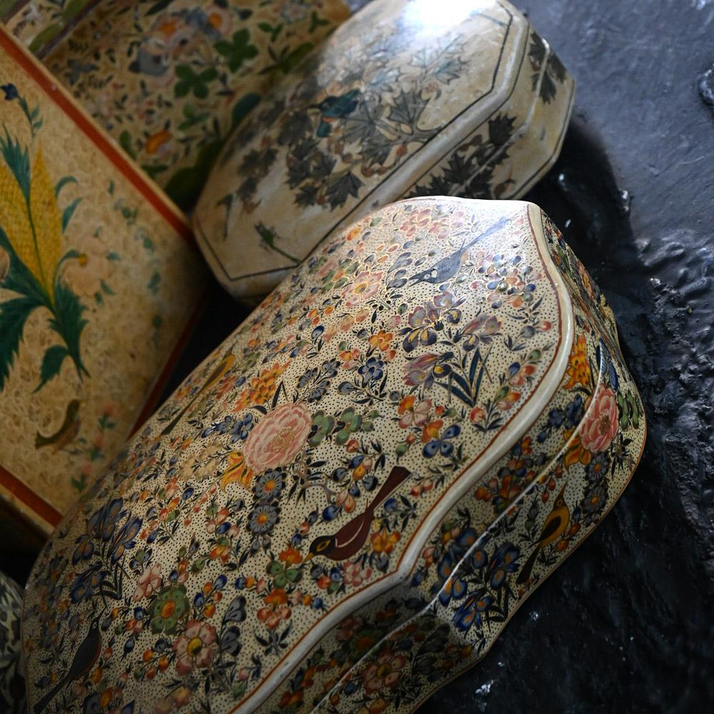 Wood Handpicked Collection of Late 19th Century Papier Mache Kashmiri Objects For Sale