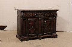 Handsome 18th Century Italian Carved-Walnut Credenza Cabinet