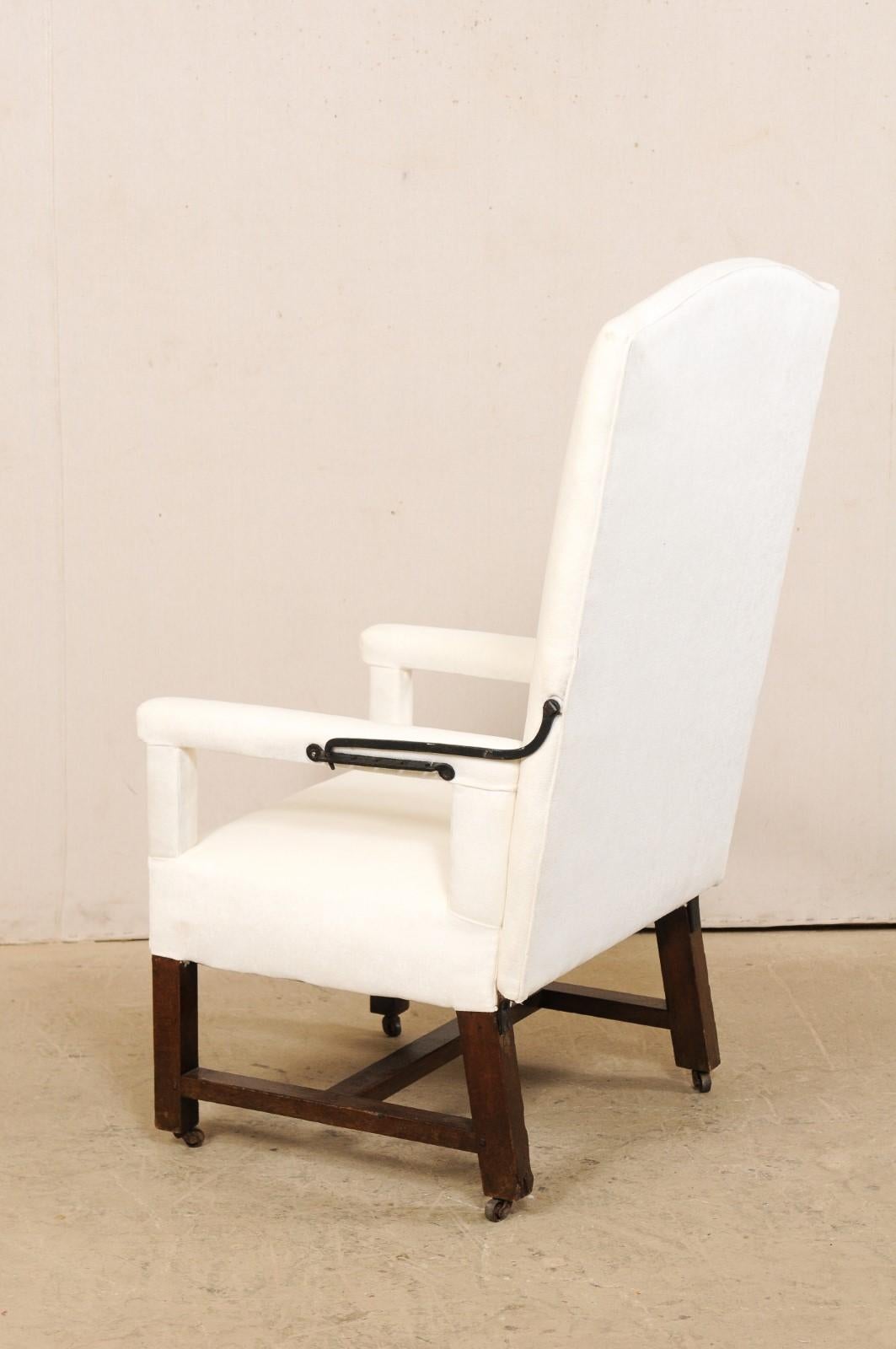 Handsome 18th Century Italian Reclining Armchair with New Upholstery 4