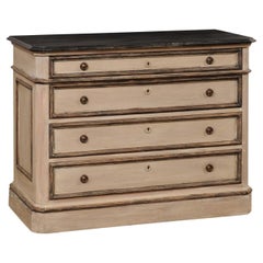 A Handsome 19th C. French Painted & Carved Wood Four Drawer Commode