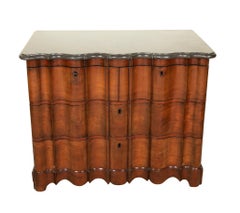 Handsome Baroque Four-Drawer Walnut Chest with Original Shaped Marble Top