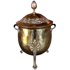 Antique A Handsome English Neoclassical Style Brass Ovoid-Shaped Two-Handled Coal Bucket