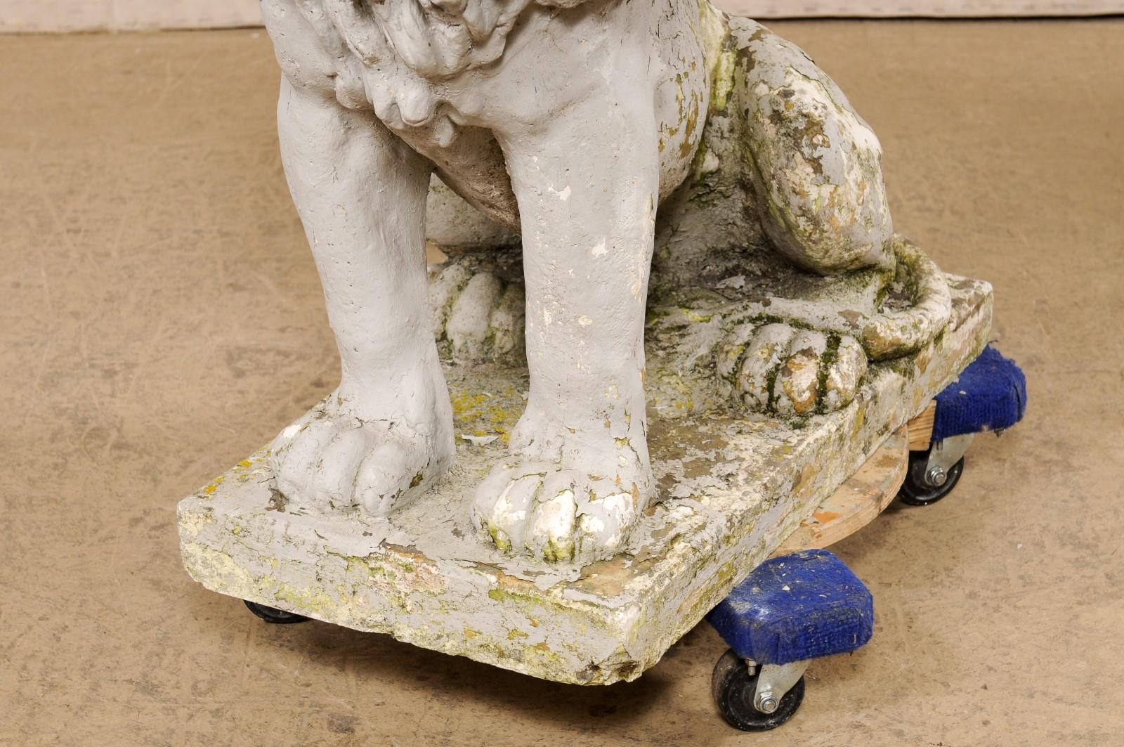 20th Century A Handsome French Lion Garden Statue w/Great Patina, 38