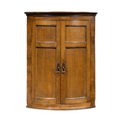 Handsome George III Period Oak Bow-Fronted Corner Cupboard
