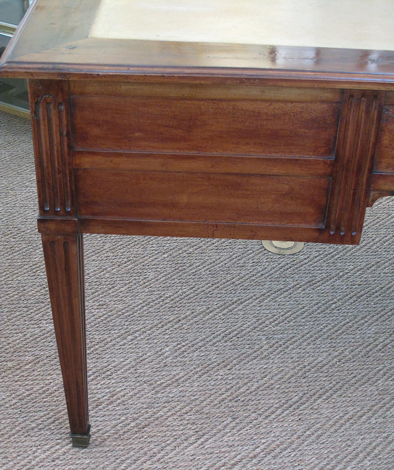 Handsome Italian Neoclassical Walnut 5-Drawer Writing Desk with Leather Top 2